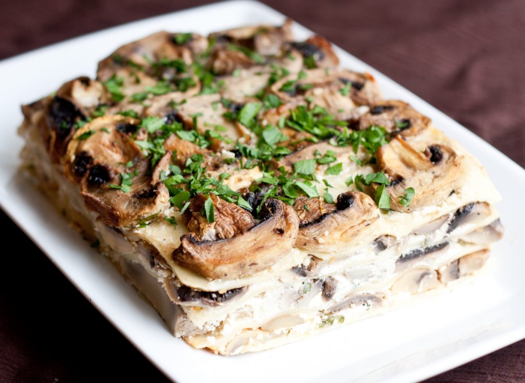 mushroom and goat cheese lasagna | Mama Bird Box