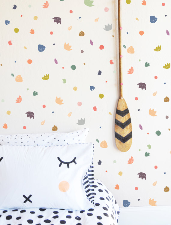 Image of Best Nursery Wallpaper - The Lovely Wall Flower Confetti Colorful Compilation Wall Decal - Mama Bird Box - Gifts for Pregnancy