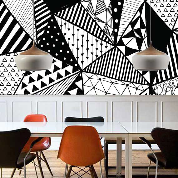 Image of Best Nursery Wallpaper - Wall Plays Retro Triangle Pattern Fabric Wallpaper - Mama Bird Box - Gifts for Pregnancy